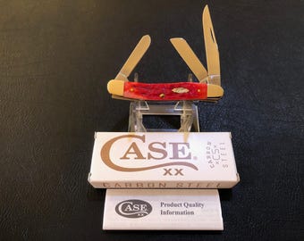 2023 Case XX Stockman Knife #6318CS, Dark Red Bone Peach Seed Jigged Handles, Mint!