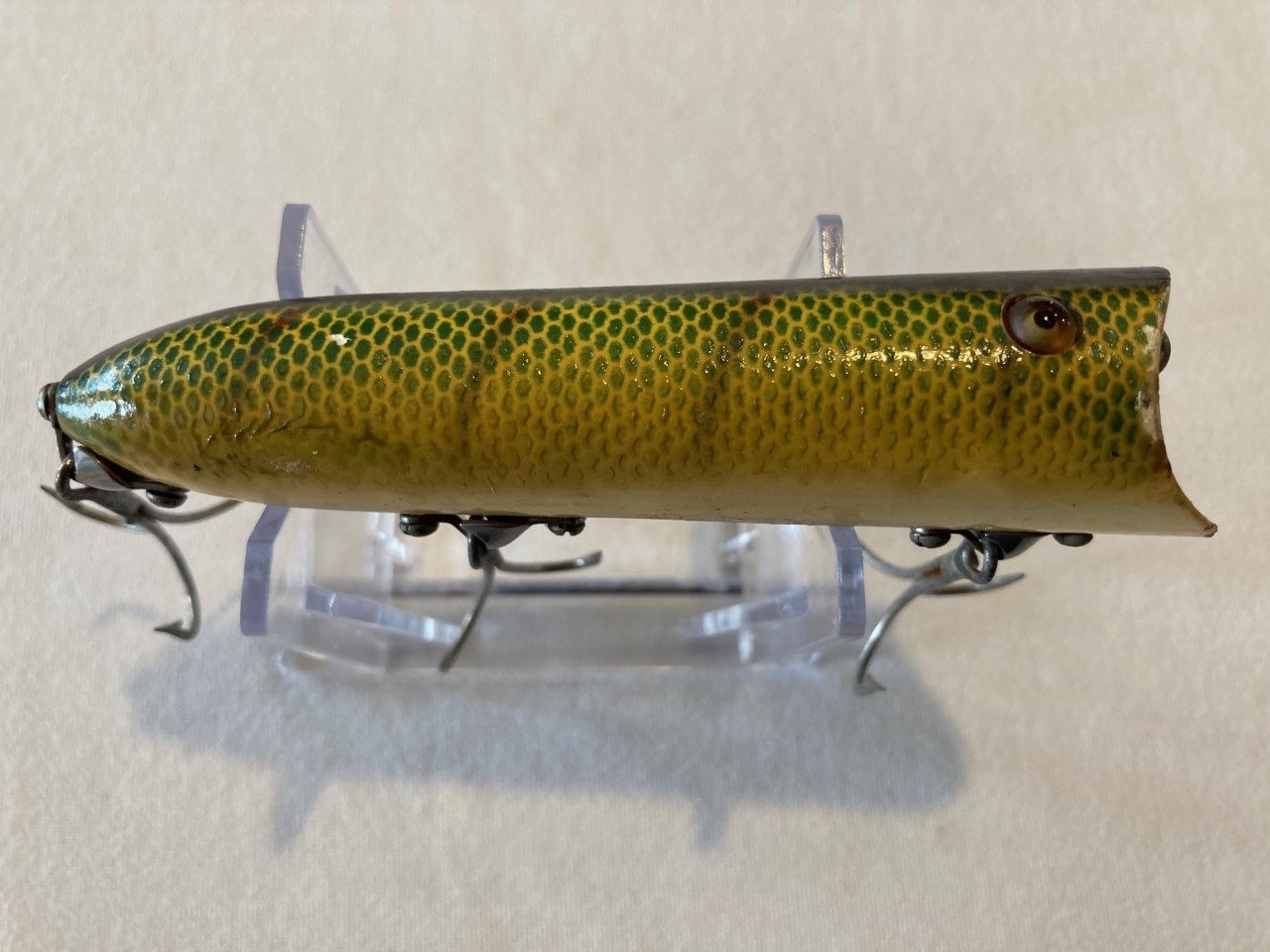 1940-50's Heddon Lucky 13 Lure #2500 Wooden With Glass Eyes