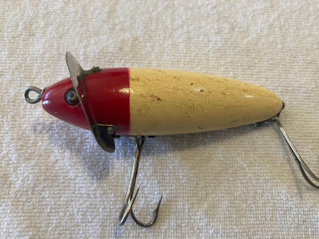 1936-1949 Heddon 210 Surface Fishing Lure Wooden With Glass Eyes 