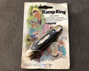 1974 Imperial Kamp King 4-Bladed Utility Knife, Sealed In Original Cardboard Cellophane Package.