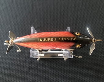 1960'S Creek Chub Injured Minnow 1505 Wooden With Glass Eyes Rare Color. -   Canada
