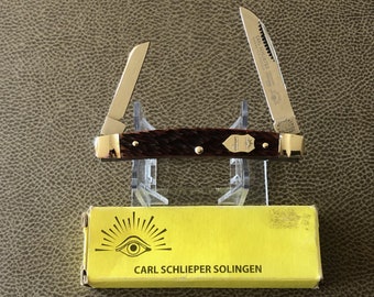 1960'S - 1970'S Carl Schlieper Solingen German Eye Series 2-Bladed Congress Knife #54, Beautiful Stag Handles, Original Box, Near Mint.
