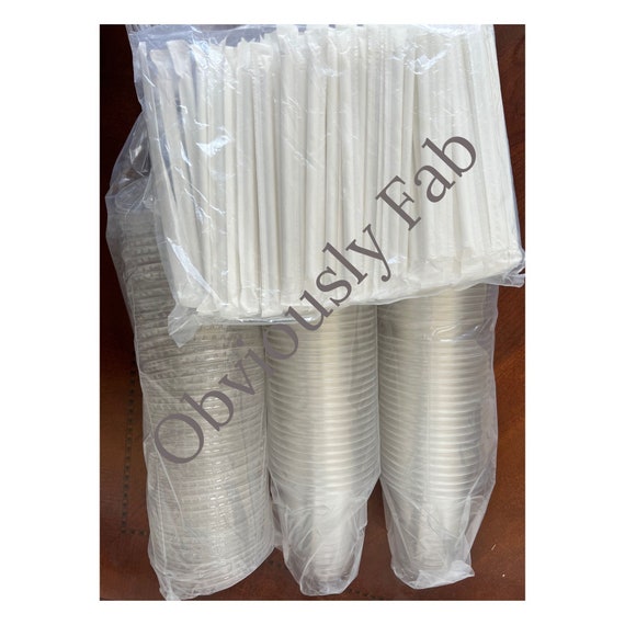 12oz Biodegradable Clear Cups With Lids and Straws, 100 Sets - Etsy