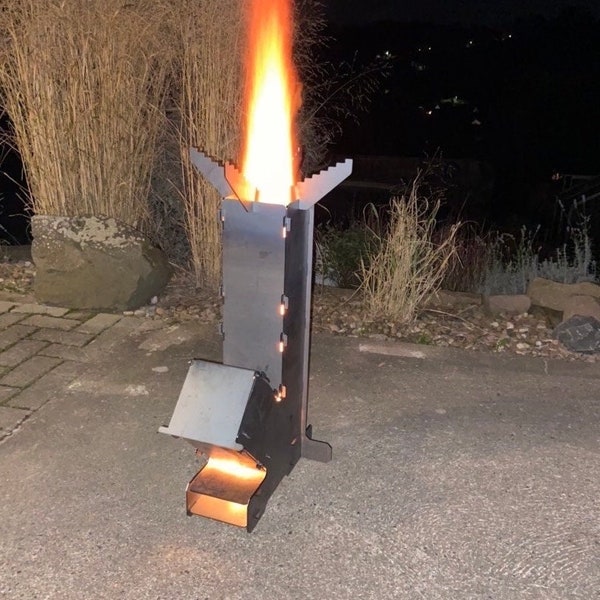 Raketenofen Rocket Stove Stecksytem aus 3mm-dickem Stahl für Dutch Oven, Grillpfannen und vieles mehr