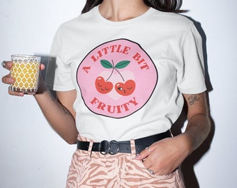 Fruity Lesbian Shirt <3 Pride Retro Shirt, Funny Subtle Lesbian Pride Merch, LGBTQ Graphic Tee Subtle Bi Pride, Femme Queer T-Shirt LGBT Tee