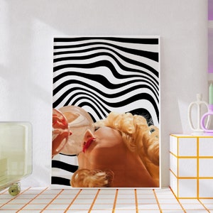 Póster de cóctel para decoración de bar o de mesa estilo tablero de ajedrez, decoración de habitación independiente, arte mural de cócteles, póster de alcohol, descarga instantánea, impresiones eclécticas y divertidas