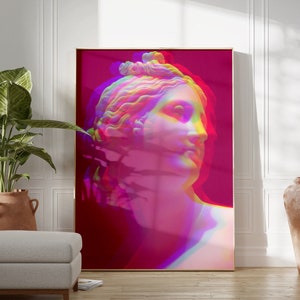 Trippy Venus | Feminist Poster, Preppy Wall Art, Feminist Print, Maximalist Decor, Printable Wall Art, Altered Classical Painting