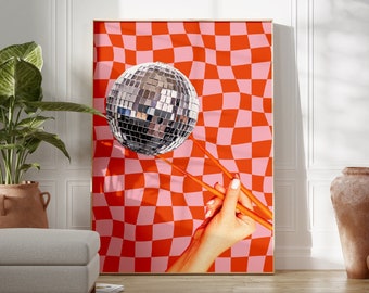 Disco Ball Chopsticks Print | Funky Disco Ball Decor Disco Ball Poster,  Indie Room Decor, Trendy Retro Wall Art, Preppy Wall Art, Y2K Decor