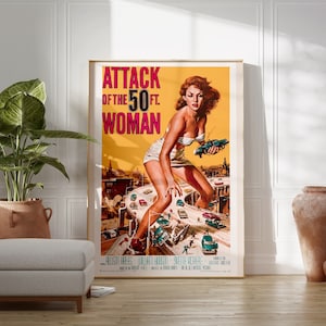 Angriff Der 50 Fuß Frau | Maximalist Dekoration, feministisches Poster, Vintage Film Poster, Trendy Retro Lesben Kunstdruck