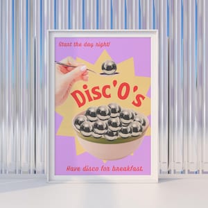 Disco Ball Print | Indie Room Decor Maximalist Disco Poster, Eclectic Disco Ball Decor, Funky Wall Art Weird Home Decor Y2K Disco Ball Decor