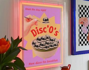 Disco Ball Print | Indie Room Decor Maximalist Disco Poster, Eclectic Disco Ball Decor, Funky Wall Art Weird Home Decor Y2K Disco Ball Decor