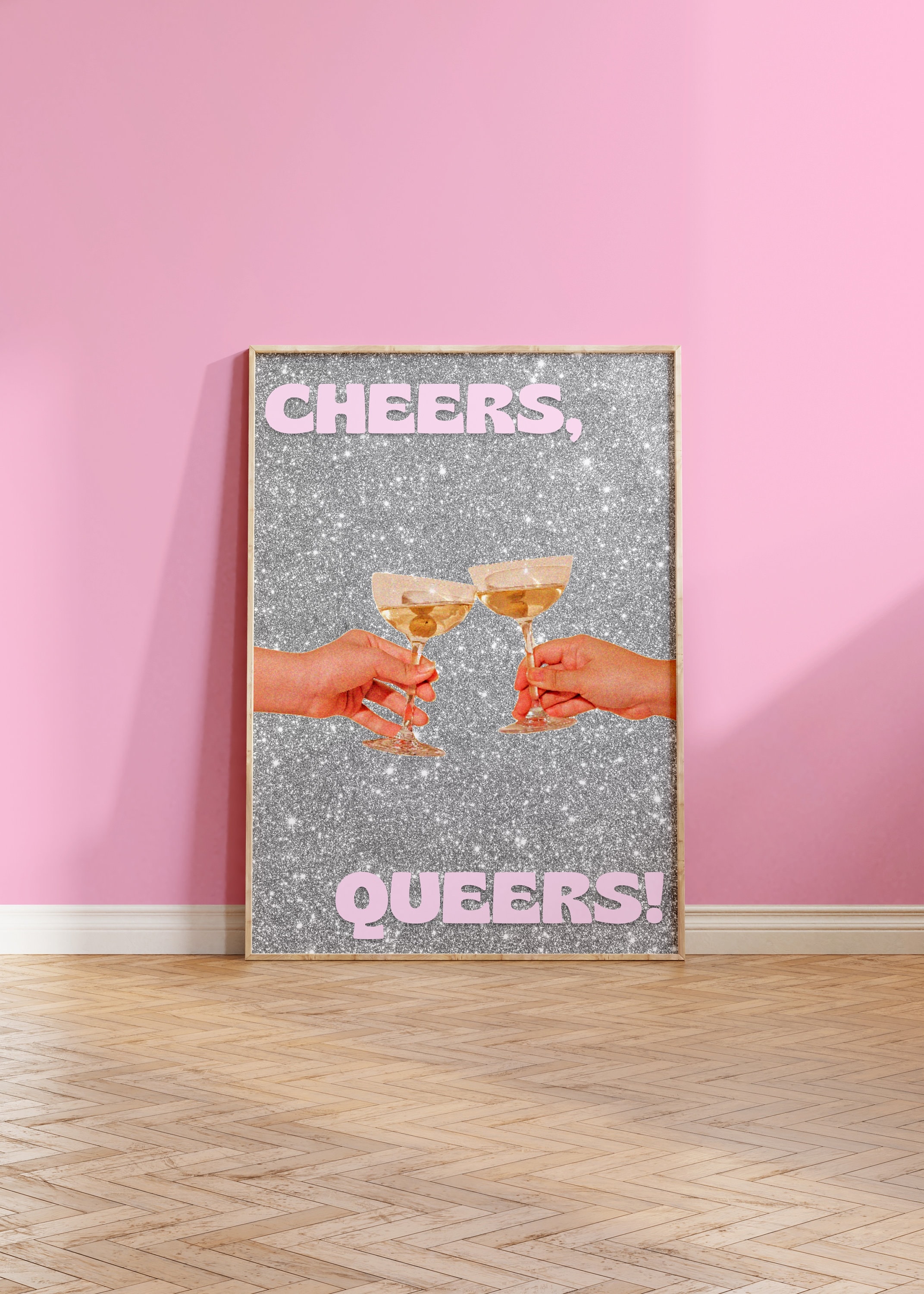 Cheers Queers Queer Art, Cocktail Poster, Bar Cart Prints, Indie Room