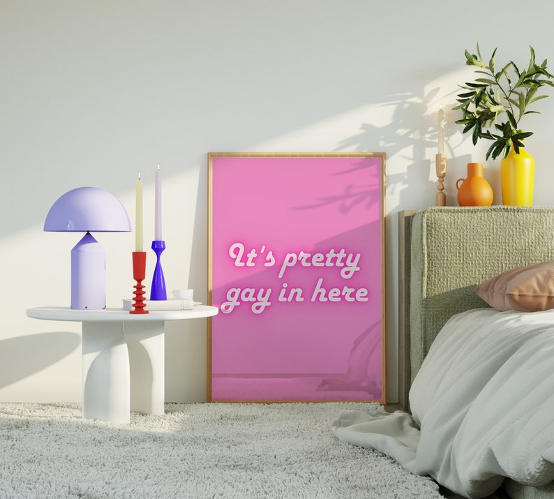 Pink Queer Art Indie Room Decor Instant Download Print, Funky Gay ...