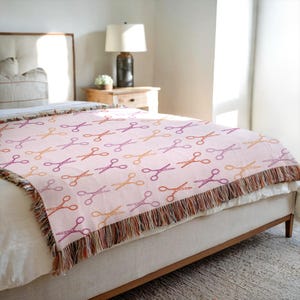 Schaar lesbische vlag gooien deken subtiele lesbische trots cadeau voor kerst saffier decor geweven deken tapijt maximalist WLW aangepaste cadeau afbeelding 3