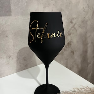 Weinglas schwarz matt mit Wunschname Bild 6