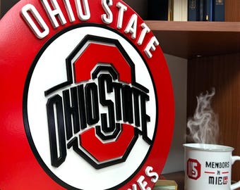 Custom Ohio State Wooden Sign: 3D Effect Man Cave Decor