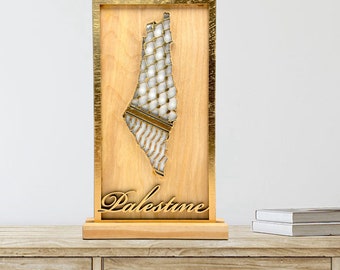 Wooden Palestine Map: Handcrafted Palestinian Wall Art (12x6.5 inch)