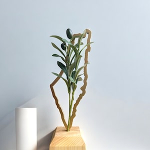 Wooden Palestine Map with Olive Branches: Carved Muslim Gift