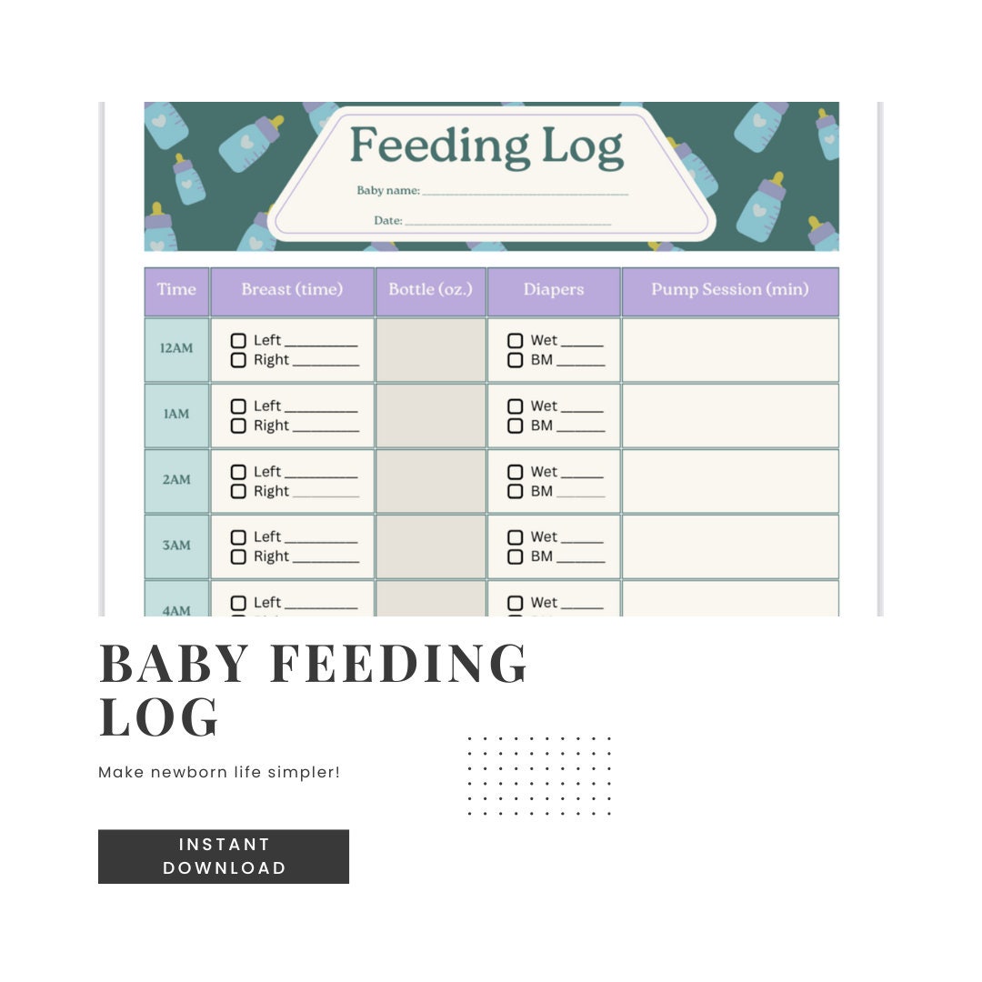 Baby Feeding Log Etsy