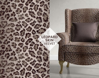 Leopard Skin Fabric by Fibre Naturelle, Printed High Quality Soft Velvet, Brown Leopard Fabric, Upholstery & Curtain Leopard Skin Fabric