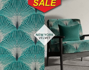 Art Decor Velvet Fabric by Fibre Naturelle, New York Collection, Geometric Velvet, Upholstery and Curtain Fabric, Home Decor Chenille