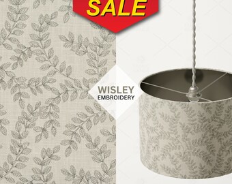 Leaves Embroidery Fabric by Fibre Naturelle, High Quality Upholstery & Curtain Fabric, Leaf Trellis Embroidered Fabric, Home Decor Fabric