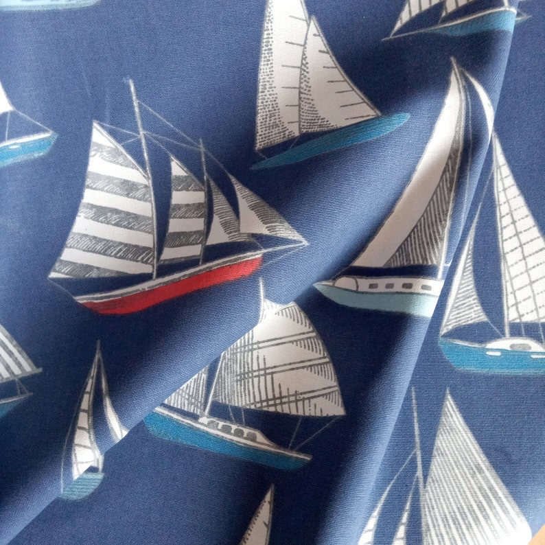 Nautical Fabric Cotton Fabric With Boats Ocean Sea Yachts Etsy