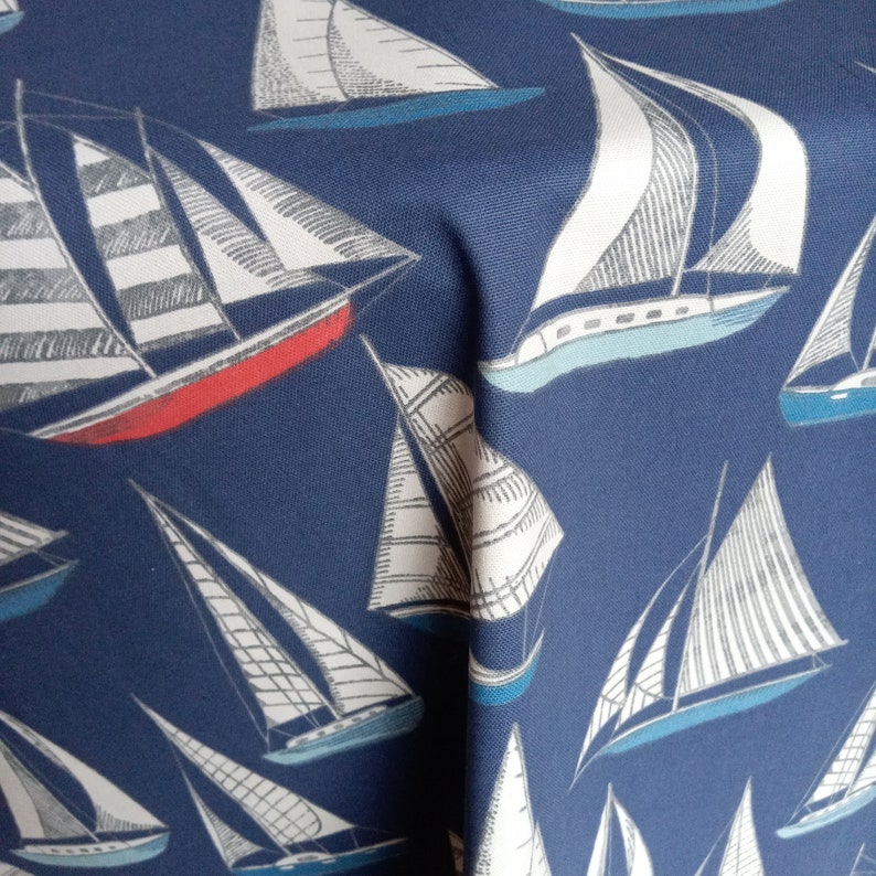 Nautical Fabric Cotton Fabric With Boats Ocean Sea Yachts Etsy