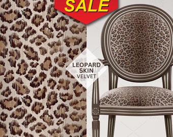 Leopard Skin Fabric by Fibre Naturelle, Printed High Quality Soft Velvet, Brown Leopard Fabric, Upholstery & Curtain Leopard Skin Fabric