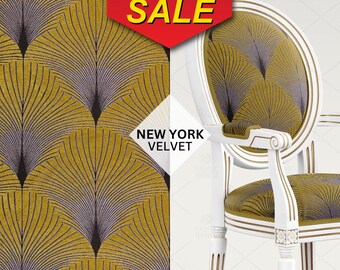 Art Decor Velvet Fabric by Fibre Naturelle, New York Collection, Geometric Velvet, Upholstery and Curtain Fabric, Home Decor Chenille
