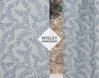 Leaf Trellis Embroidery Fabric by Fibre Naturelle, High Quality Upholstery & Curtain Fabric, Leaves Embroidered Fabric