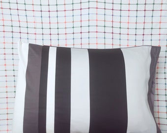 White Gray Black Striped 2 Pcs Pillowcases,Soft Cotton Sateen Luxury Bedding Pillow Case,Gray Standard Queen Size Two Sides Pillowcase
