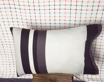Gray White Black Striped 2 Pcs Pillow Case,Cotton Sateen Weave Pillowcase,Two Sides Pair Black Standard/Queen Size Luxury Bed Pillowcase