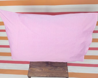 Pink Standard Pillow Cases Set,Organic Cotton Pink Queen Pillow Cases,Pink Pillow Covers Standard Size,Pink Bedding Pillow Case