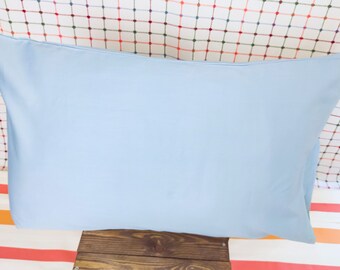 Cotton Light Blue Pillow Cases Set of 2,Soft Sateen Blue Queen Pillowcase,Standard Blue Pillow Case,Blue Bed Pillowcase,20"x30"