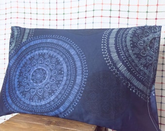 Dark Blue Cotton Pillowcase Set,Dreamcatcher Blue Queen Pillowcases,Sateen Cotton Blue Standard Pillow Covers,Sleep Threrapy Pillowcase