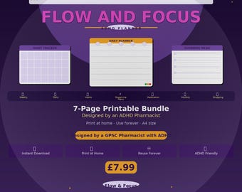 ADHD Planner Bundle | Weekly Daily Habit Tracker (Instant Download PDF)