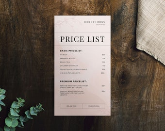 Price list template, Price list, Beauty price list, Small business price list template, Business price list, Editable price sheet