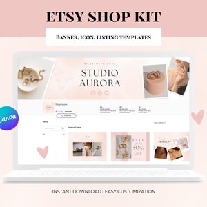 Etsy shop kit, Etsy Branding, Etsy banner, Branding kit, Etsy shop bundle, Etsy banner template, Etsy shop kit Canva