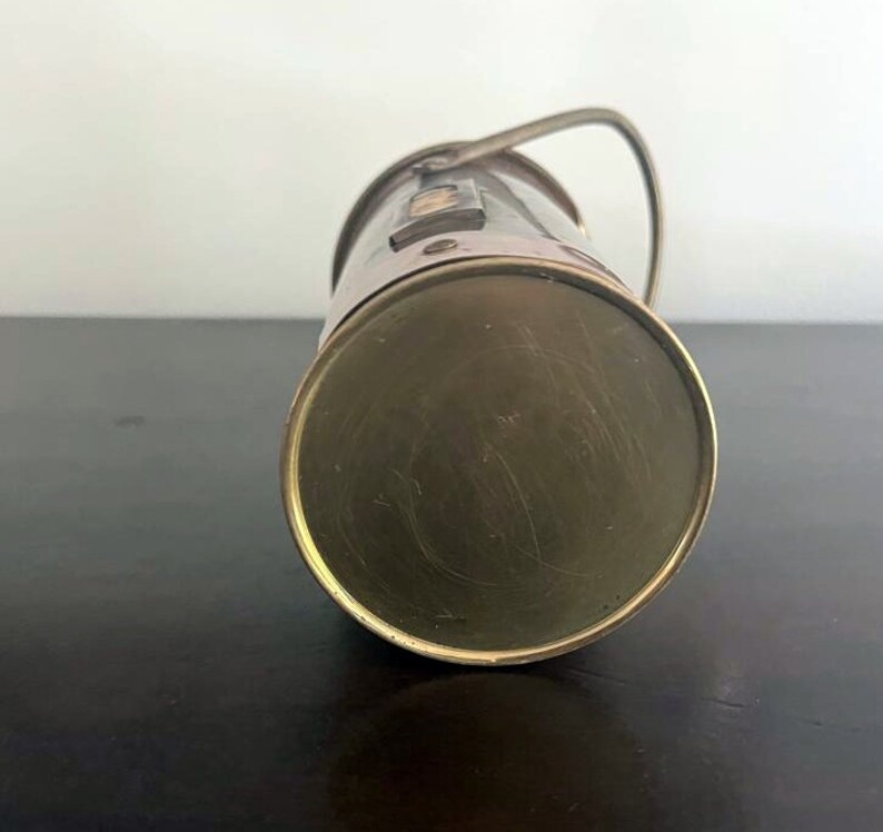 Vintage Brass and Copper Long Matchstick Holder With Handle and Striker