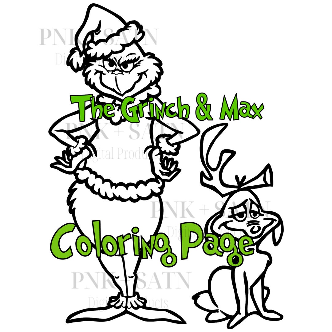 Grinch and Max Coloring Page PDF Christmas PDF PDF for Christmas - Etsy UK