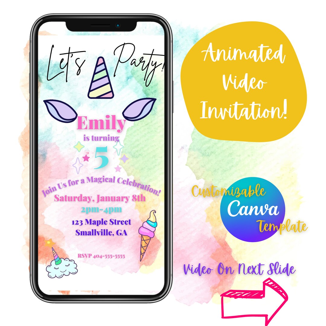 Digital Unicorn Birthday Invitation Unicorn Birthday Etsy