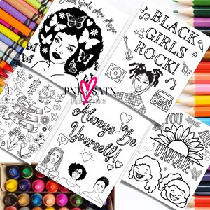 Coloring Pages for Black Girls, Black Girl Coloring Pages, Coloring Page Bundle, Printable Coloring Pages, Positive Coloring Pages for Kids