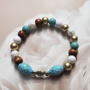 Beach and Seahorse Themed Beaded Bracelet