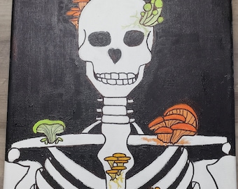 Mushroom Skeleton Painting