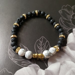 Elephant Charm Beaded Bracelet Gold Silver Marble Turquoise