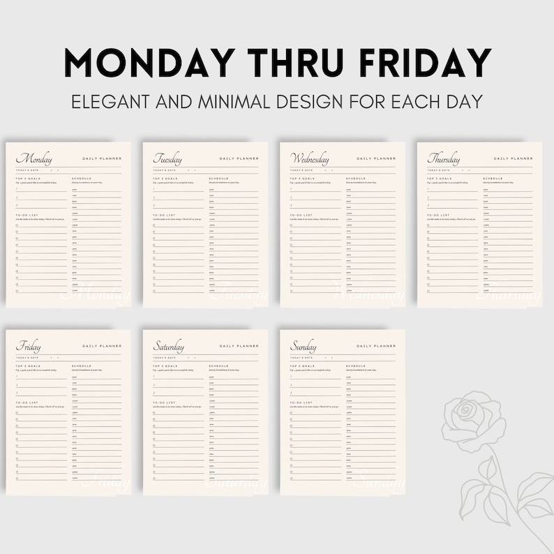 Minimal Printable Daily Planner Minimal Digital Daily - Etsy