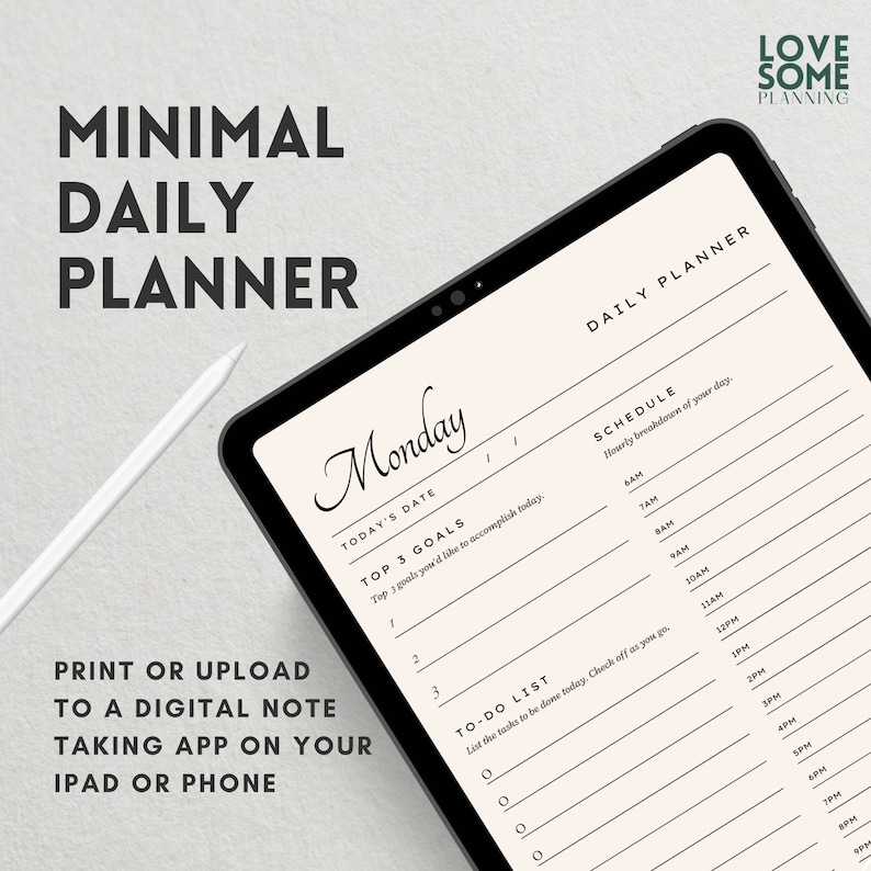 Minimal Printable Daily Planner Minimal Digital Daily - Etsy