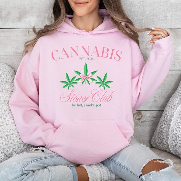 Sweat à capuche cannabis - tenue 420 - cadeau pour petite amie stoner - tshirt mauvaise herbe - sweat coquette marijuana - joli pull club weed - festival