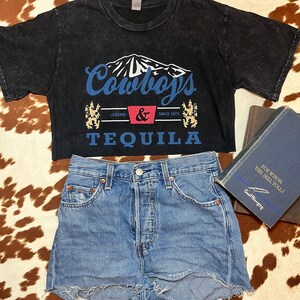 Vintage Cowboys and Tequila Crop Top